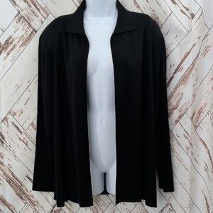 Misook Elegant Black Open-Front Cardigan in Black
